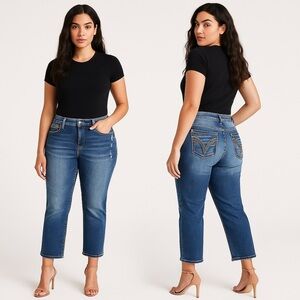 💫 VIGOSS ✨ Women’s Mid-Rise Heritage Fit Dublin Crop Straight Jeans - Sz 15/16 💫